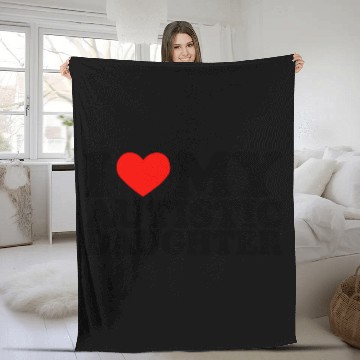 Discover I Love My Autistic Daughter Heart My Daughter Y2K Fleece Blankets