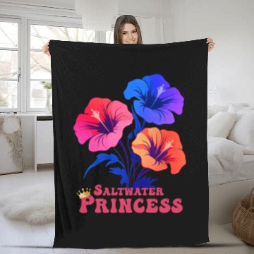 Discover Surfing Girl 3 colors Hibiscus flowers Fleece Blankets