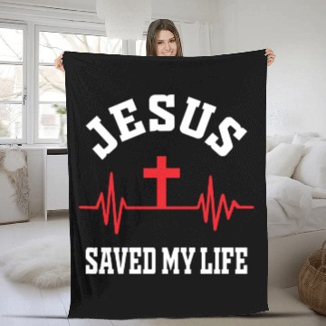 Discover Jesus Saved My Life Love Jesus Christian Christmas Fleece Blankets