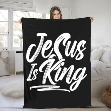 Discover Jesus Is King Love Jesus Christian Christmas Fleece Blankets