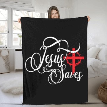 Discover Jesus Saves Love Jesus Christmas Christian Fleece Blankets