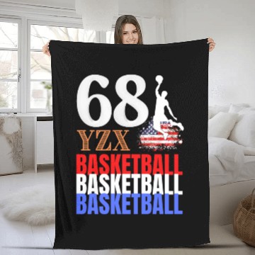 Discover American basketball tri-colour Fleece Blankets