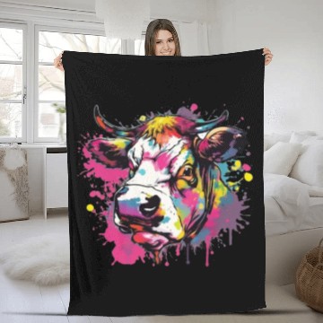 Discover Cow Cows Cow Head Agriculture Farmer Fleece Blankets
