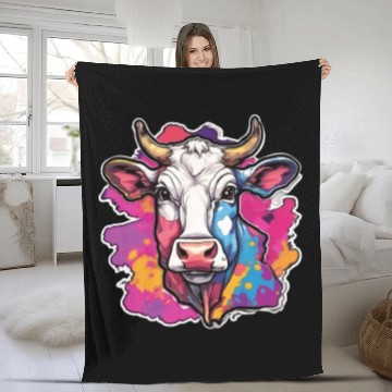 Discover Cow Cows Cow Head Agriculture Farmer Fleece Blankets