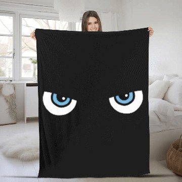 Discover Black Cat Blue Eyes | Halloween Gift For Cat Lover Fleece Blankets