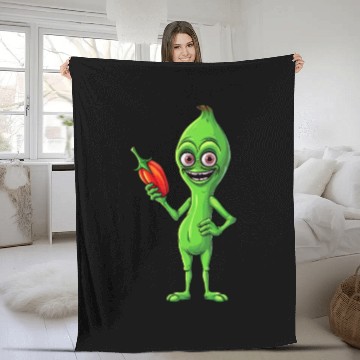 Discover Green Alien Meets Bell Pepper: A Quirky Fusion Fleece Blankets