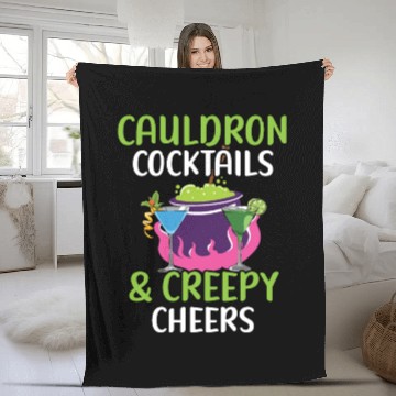 Discover Cauldron Cocktails & Creepy Cheers Halloween Fleece Blankets