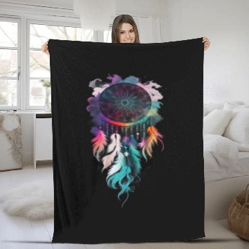 Discover Dreamcatcher with feathers and smoke Fleece Blankets