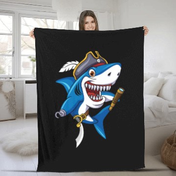 Discover Cute Shark Pirate Decor Lazy Halloween Fleece Blankets