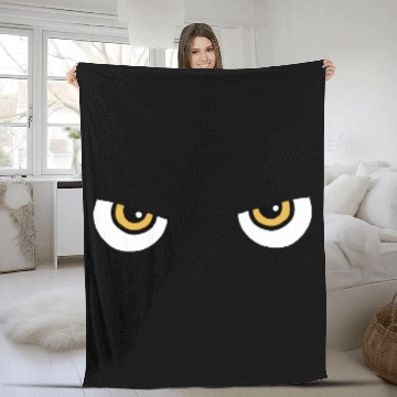 Discover Black Cat Yellow Eyes | Halloween Cat Lovers Gift Fleece Blankets