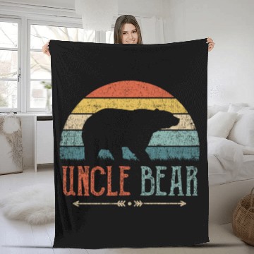 Discover Uncle Bear Vintage Retro Present Fleece Blankets