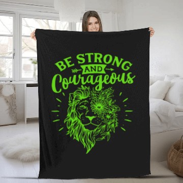 Discover Green And Navy Be Strong Fleece Blankets