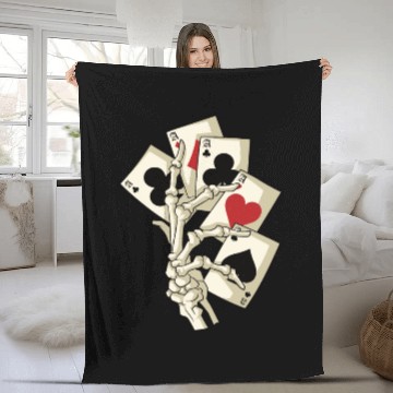 Discover Skeleton Poker Ace Texas Holdem Cards Fleece Blankets