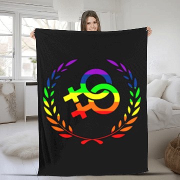 Discover Rainbow lesbians pride logo laurel wreath Fleece Blankets