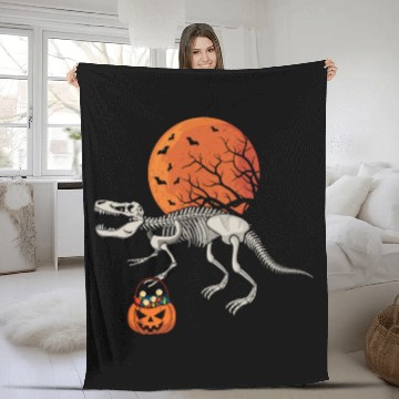 Discover Dinosaur Skeleton Lazy Creepy Halloween Fleece Blankets
