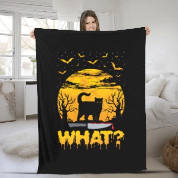 Discover Funny What Cat Scary Creepy Halloween Fleece Blankets