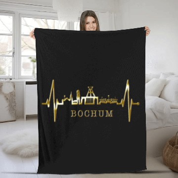 Discover Bochum Skyline Heartbeat Ruhrpott Germany Lover Fleece Blankets