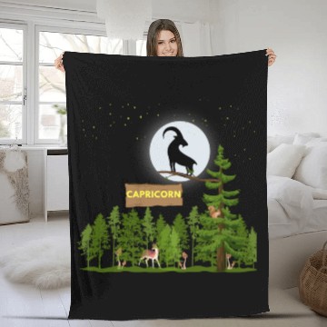Discover Zodiac Sign Capricorn Astrology Wild Forest Fleece Blankets