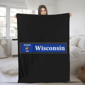 Discover Wisconsin Flag Fleece Blankets