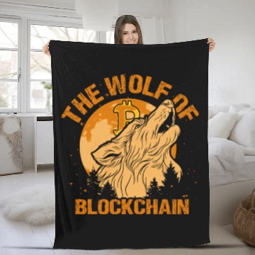Discover The Wolf Of Blockchain Funny Bitcoin Wall Street Fleece Blankets