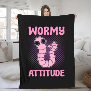 Discover Wormy Attitude Worm Farming Vermiculture Worm Fleece Blankets