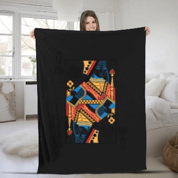Discover Halloween Playing Card Queen Of Spades Fleece Blankets