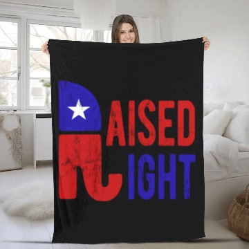Discover Raised Right Proud Republican Elephant Logo Usa Fleece Blankets