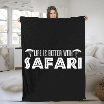 Discover Safari Life Love Journey Expedition Lion Elephant Fleece Blankets