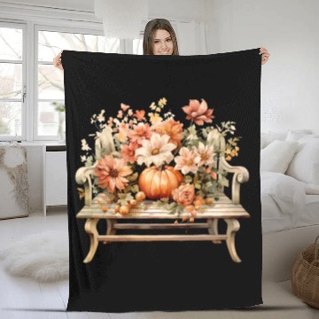 Discover Vintage Wildflower Poster Green Botanical Wall Art Fleece Blankets