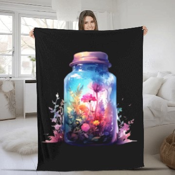 Discover Vintage Wildflower Poster Green Botanical Wall Art Fleece Blankets