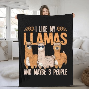 Discover I like my llamas and maybe 3 people alpaca Fleece Blankets