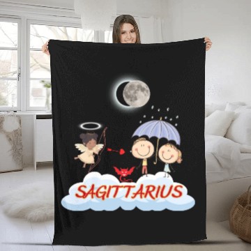 Discover Zodiac Sign Sagittarius Astrology Angel & Bow Fleece Blankets