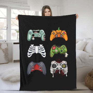 Discover Halloween Skeleton Zombie Gaming Controllers Fleece Blankets