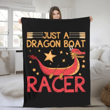 Discover Funny Dragon Boat Racer Mermaid Training Girl Fleece Blankets