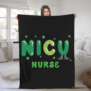 Discover Cute NICU nurse St. Patrick's design Fleece Blankets