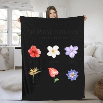 Discover Tropical Flowers, Flowers Gift Fleece Blankets