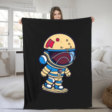 Discover Space Glide: Astronaut on a Hoverboard Fleece Blankets