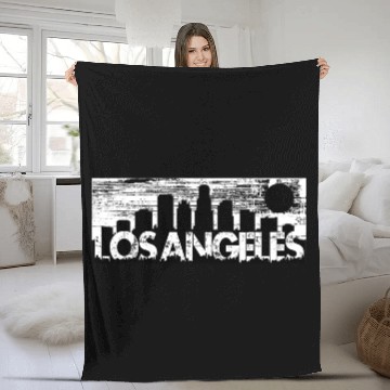 Discover Los Angeles Cityscape Street Wear Fleece Blankets