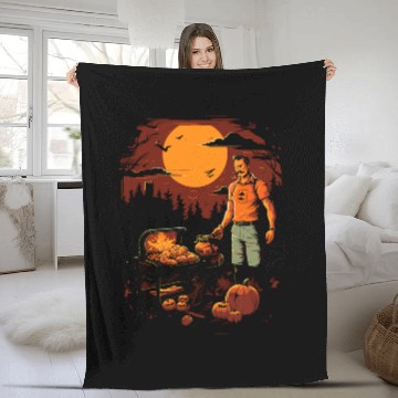 Discover Grillin' & Chillin' Halloween BBQ Cookout Grillin Fleece Blankets