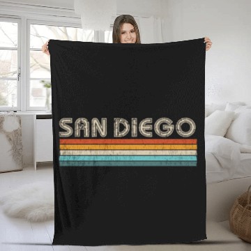 Discover California Home State CA Vintage San Diego Fleece Blankets