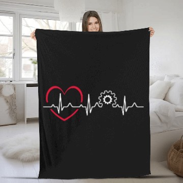 Discover Mechanic Heartbeat Fleece Blankets