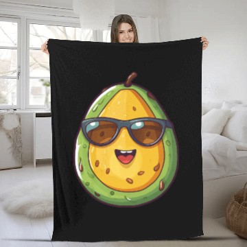 Discover Kawaii Avocado Nerd: Healthy Intelligence Fleece Blankets