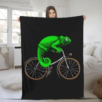 Discover Chameleon Gecko Bike Fleece Blankets
