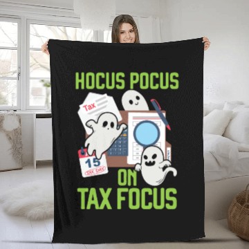 Discover Hocus Focus on Tax Focus Accountant Halloween Fleece Blankets