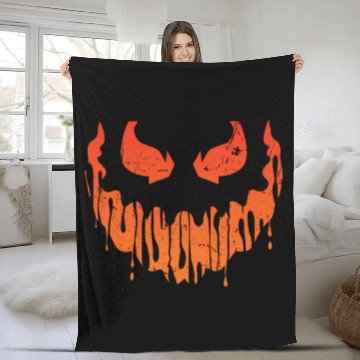 Discover Cool Pumpkin Head Face Creepy Halloween Pumpkin Fleece Blankets