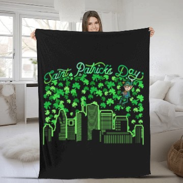 Discover Saint Patrick's Day Houston Texas Fleece Blankets