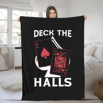 Discover Classic Blackjack Deck The Halls Casino Gambling Fleece Blankets