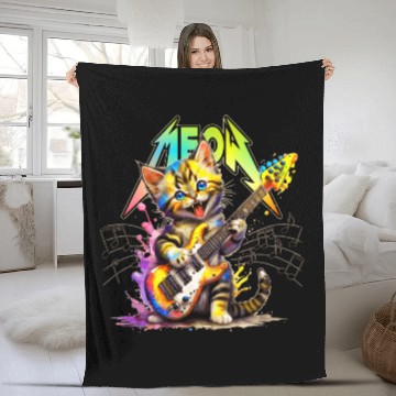 Discover Metal Meow Kitty - Rainbow Fleece Blankets