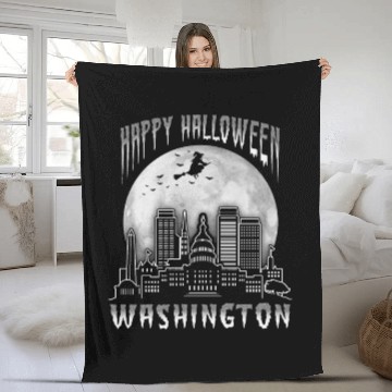Discover Happy Halloween Washington DC Fleece Blankets