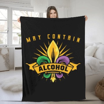 Discover May Contain Alcohol Mardi Gras Fleece Blankets